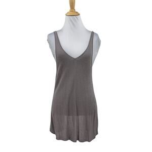 Lululemon Tank Top Women 4 Mauve Taryn Toomey Heart Opener Knit Tie Back Low Cut